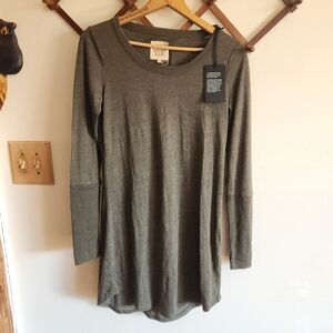 NWT Chaser Olive Green Long Sleeve Mini Dress Tunic Small S
